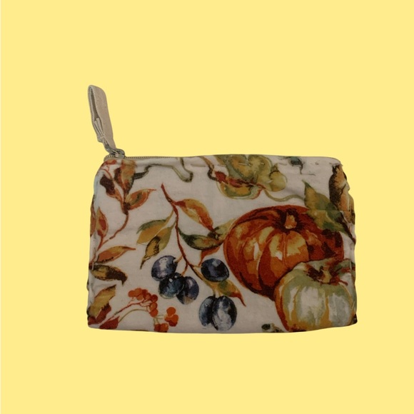 Handmade Fall Harvest  Autumn Print Pouch - Picture 1 of 4